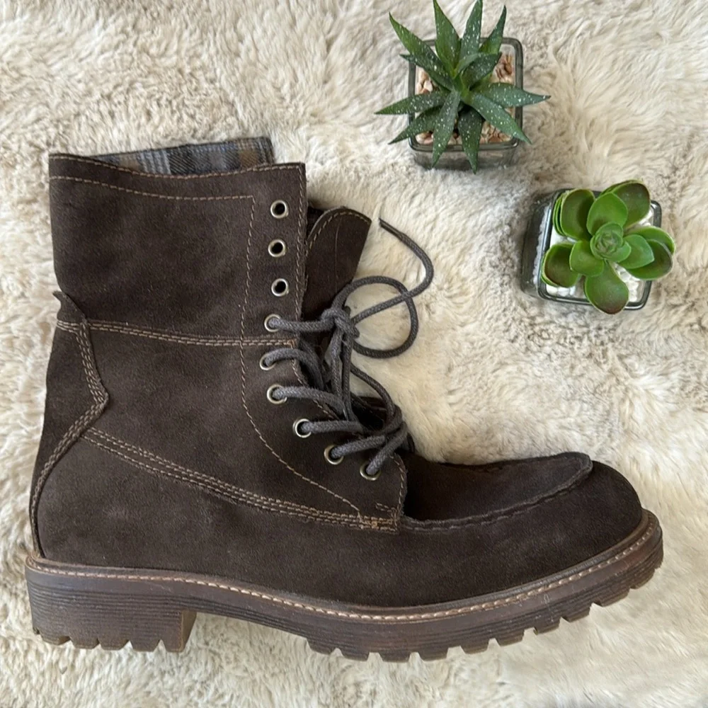 Natha Studio Jeux Olympiques D’hiver 8” Brown Suede Leather Boots Size 9.5